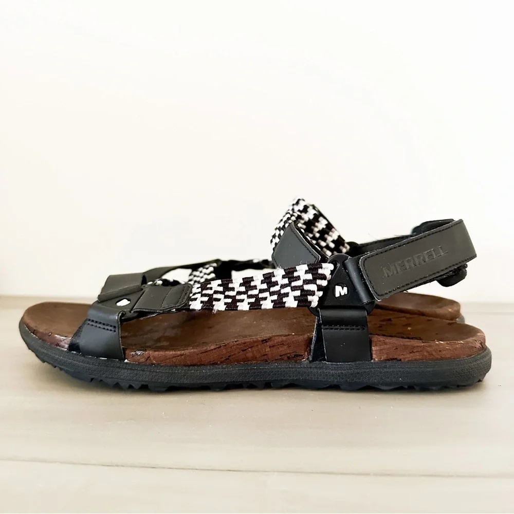 Merrell Women's Black White Around Town Sunvue Woven Strappy Sandals sz 8